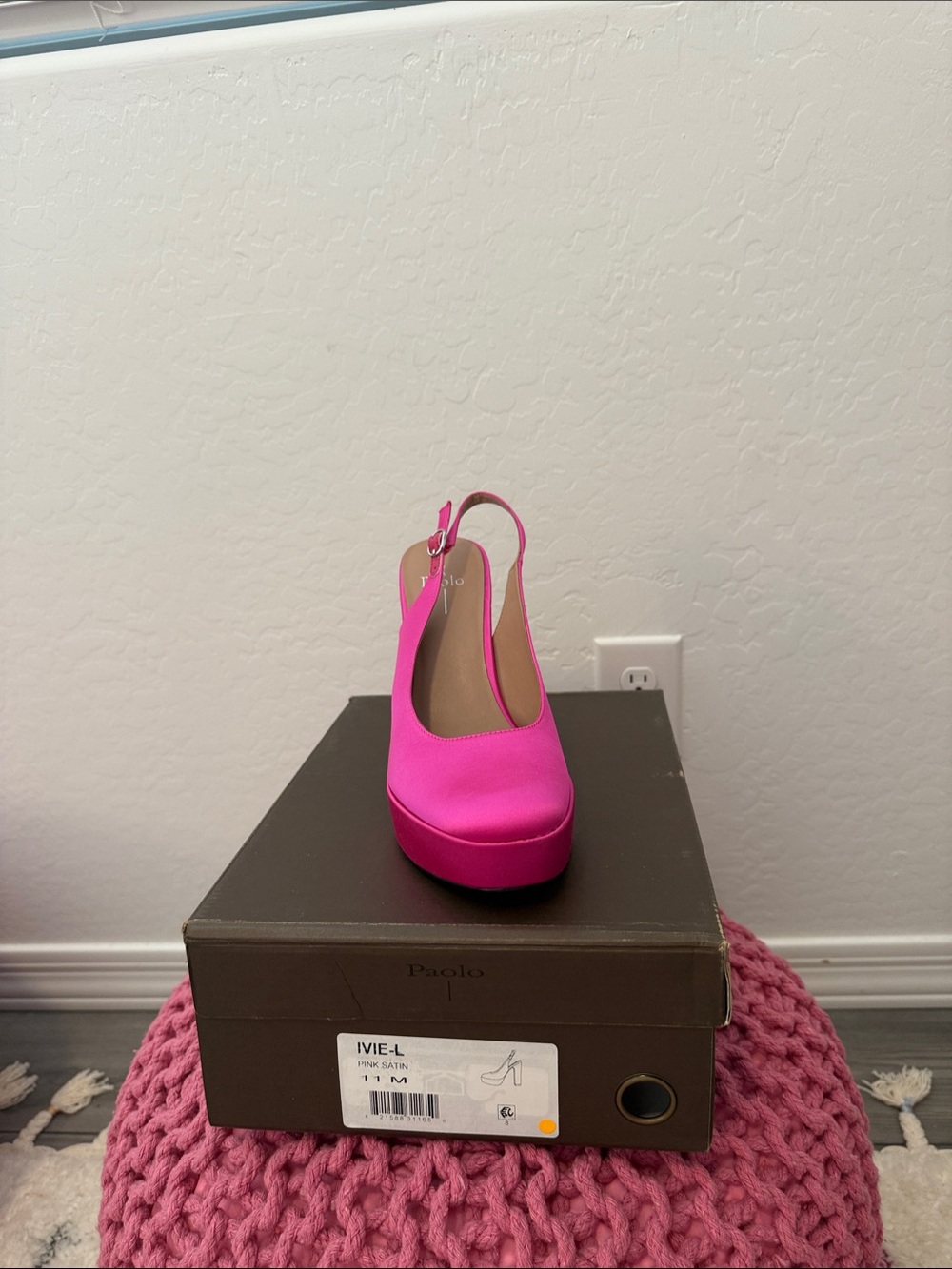 Paolo Hot Pink Satin Platform Slingback